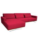 Ecksofa Copperfield II mit Schlaffunktion - Webstoff - Stoff Zahira: Rot - Longchair davorstehend links