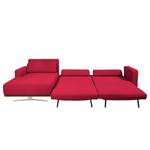 Ecksofa Copperfield II mit Schlaffunktion - Webstoff - Stoff Zahira: Rot - Longchair davorstehend links