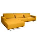 Ecksofa Copperfield II mit Schlaffunktion - Webstoff - Stoff Zahira: Senfgelb - Longchair davorstehend links