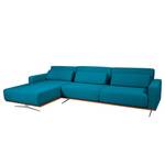 Ecksofa Copperfield II mit Schlaffunktion - Webstoff - Stoff Zahira: Türkis - Longchair davorstehend links