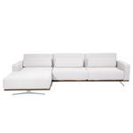 Ecksofa Copperfield II mit Schlaffunktion - Webstoff - Stoff Zahira: Weiß - Longchair davorstehend links