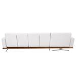 Ecksofa Copperfield II mit Schlaffunktion - Webstoff - Stoff Zahira: Weiß - Longchair davorstehend links