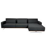 Ecksofa Copperfield II mit Schlaffunktion - Webstoff - Stoff Zahira: Anthrazit - Longchair davorstehend rechts