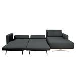 Ecksofa Copperfield II mit Schlaffunktion - Webstoff - Stoff Zahira: Anthrazit - Longchair davorstehend rechts