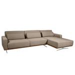 Ecksofa Copperfield II mit Schlaffunktion - Webstoff - Stoff Zahira: Beige-Grau - Longchair davorstehend rechts