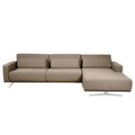 Ecksofa Copperfield II mit Schlaffunktion - Webstoff - Stoff Zahira: Beige-Grau - Longchair davorstehend rechts