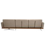 Ecksofa Copperfield II mit Schlaffunktion - Webstoff - Stoff Zahira: Beige-Grau - Longchair davorstehend rechts