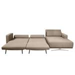 Ecksofa Copperfield II mit Schlaffunktion - Webstoff - Stoff Zahira: Beige-Grau - Longchair davorstehend rechts