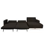 Ecksofa Copperfield II mit Schlaffunktion - Webstoff - Stoff Zahira: Braun - Longchair davorstehend rechts