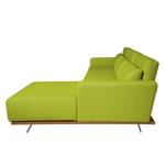 Ecksofa Copperfield II mit Schlaffunktion - Webstoff - Stoff Zahira: Limette - Longchair davorstehend rechts