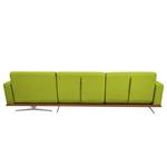 Ecksofa Copperfield II mit Schlaffunktion - Webstoff - Stoff Zahira: Limette - Longchair davorstehend rechts