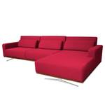 Ecksofa Copperfield II mit Schlaffunktion - Webstoff - Stoff Zahira: Rot - Longchair davorstehend rechts