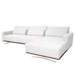 Ecksofa Copperfield II mit Schlaffunktion - Webstoff - Stoff Zahira: Weiß - Longchair davorstehend rechts