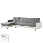 Ecksofa Corby (mit Schlaffunktion) Kunstleder / Microfaser - Weiß / Grau - Longchair beidseitig montierbar - Grau / Weiß