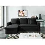 Ecksofa Coventry (mit Schlaffunktion) Microfaser - Schwarz - Longchair beidseitig montierbar