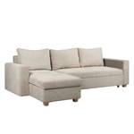 Ecksofa Crandon (mit Schlaffunktion) Webstoff - Stoff Parsa: Beige-Grau - Longchair davorstehend links