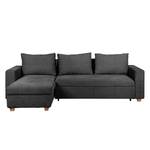 Ecksofa Crandon (mit Schlaffunktion) Webstoff - Stoff Parsa: Grau-Schwarz - Longchair davorstehend links