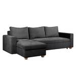 Ecksofa Crandon (mit Schlaffunktion) Webstoff - Stoff Parsa: Grau-Schwarz - Longchair davorstehend links