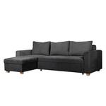 Ecksofa Crandon (mit Schlaffunktion) Webstoff - Stoff Parsa: Grau-Schwarz - Longchair davorstehend links