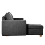 Ecksofa Crandon (mit Schlaffunktion) Webstoff - Stoff Parsa: Grau-Schwarz - Longchair davorstehend links