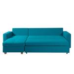 Hoekbank Crandon (met slaapfunctie) - geweven stof - Stof Zahira: Turquoise - Longchair vooraanzicht links