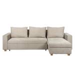 Ecksofa Crandon (mit Schlaffunktion) Webstoff - Stoff Parsa: Beige-Grau - Longchair davorstehend rechts