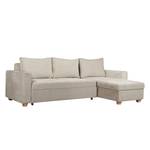 Ecksofa Crandon (mit Schlaffunktion) Webstoff - Stoff Parsa: Beige-Grau - Longchair davorstehend rechts