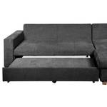 Ecksofa Crandon (mit Schlaffunktion) Webstoff - Stoff Parsa: Grau-Schwarz - Longchair davorstehend rechts