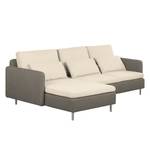 Ecksofa Cromwell Webstoff Beige / Braun - Longchair davorstehend links