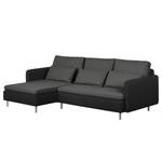 Ecksofa Cromwell Webstoff Webstoff - Dunkelgrau / Schwarz - Longchair davorstehend links