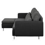 Ecksofa Cromwell Webstoff Webstoff - Dunkelgrau / Schwarz - Longchair davorstehend links