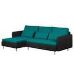 Ecksofa Cromwell Webstoff Webstoff - Petrol / Schwarz - Longchair davorstehend links