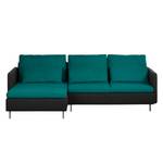 Ecksofa Cromwell Webstoff Petrol / Schwarz - Longchair davorstehend links