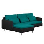 Ecksofa Cromwell Webstoff Webstoff - Petrol / Schwarz - Longchair davorstehend links