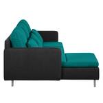 Ecksofa Cromwell Webstoff Webstoff - Petrol / Schwarz - Longchair davorstehend links