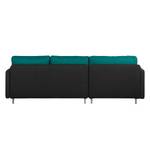 Ecksofa Cromwell Webstoff Webstoff - Petrol / Schwarz - Longchair davorstehend links