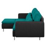 Ecksofa Cromwell Webstoff Webstoff - Petrol / Schwarz - Longchair davorstehend links