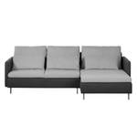 Ecksofa Cromwell Webstoff Hellgrau / Dunkelgrau - Longchair davorstehend rechts