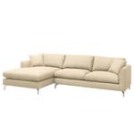 Ecksofa Mailín Webstoff Creme - Longchair davorstehend links