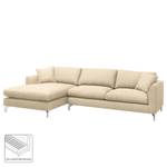 Ecksofa Mailín Webstoff Creme - Longchair davorstehend links