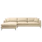 Ecksofa Mailín Webstoff Creme - Longchair davorstehend links