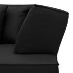 Ecksofa Dallas Echtleder Echtleder Gad: Schwarz - Longchair davorstehend rechts