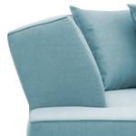 Canapé d'angle Dallas Tissu Tissu Selva : Bleu clair - Méridienne courte à gauche (vue de face)