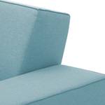 Canapé d'angle Dallas Tissu Tissu Selva : Bleu clair - Méridienne courte à gauche (vue de face)