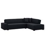 Ecksofa Dallas Webstoff Stoff Ramira: Anthrazit - Longchair davorstehend rechts