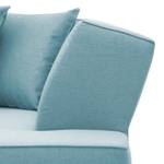 Canapé d'angle Dallas Tissu Tissu Selva : Bleu clair - Méridienne courte à droite (vue de face)