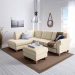 Ecksofa Davao Microfaser Microfaser - Creme - Ottomane davorstehend links - Mit Schlaffunktion