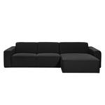 Ecksofa Deering Webstoff Schwarz - Longchair davorstehend rechts