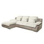 Ecksofa Delsbo Kunstleder / Flachgewebe mit Schlaffunktion - Beige - Longchair davorstehend links