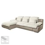 Ecksofa Delsbo Kunstleder / Flachgewebe mit Schlaffunktion - Beige - Longchair davorstehend links